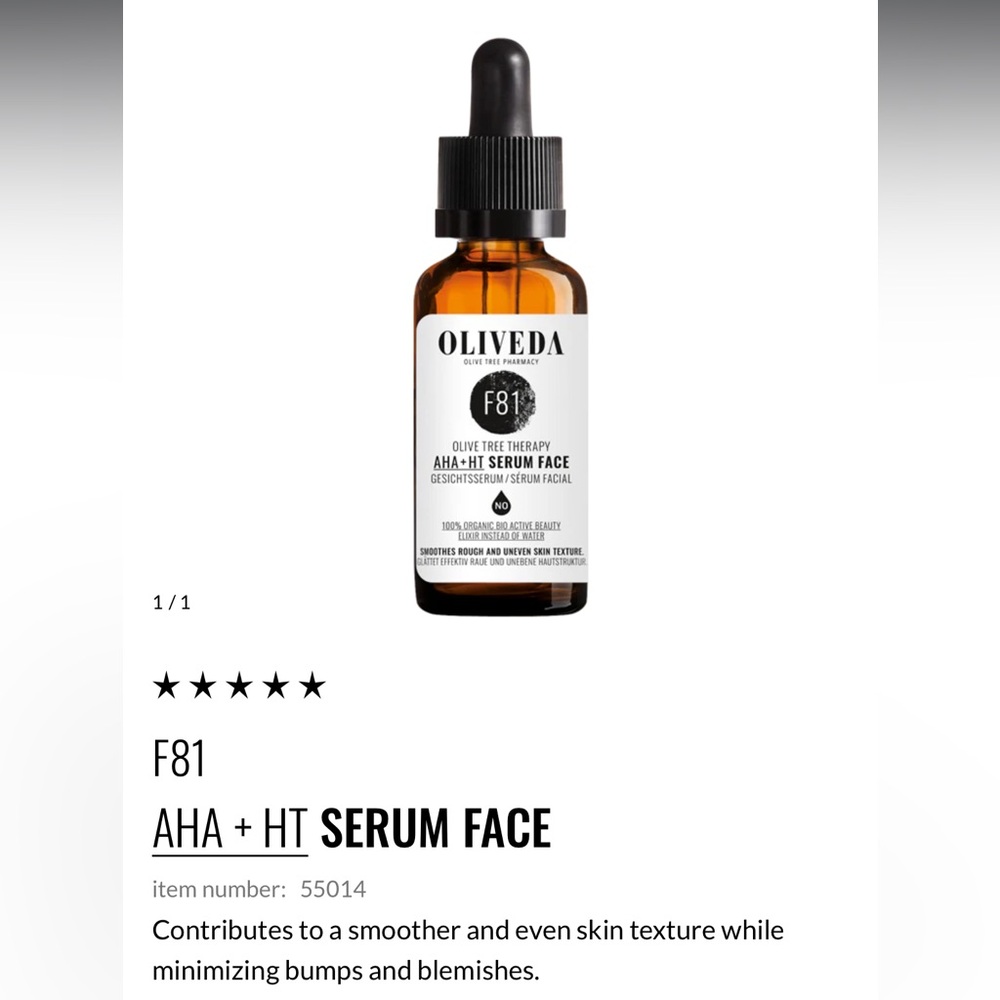 OLIVEDA F81 AHA + HT SERUM FACE 1oz New